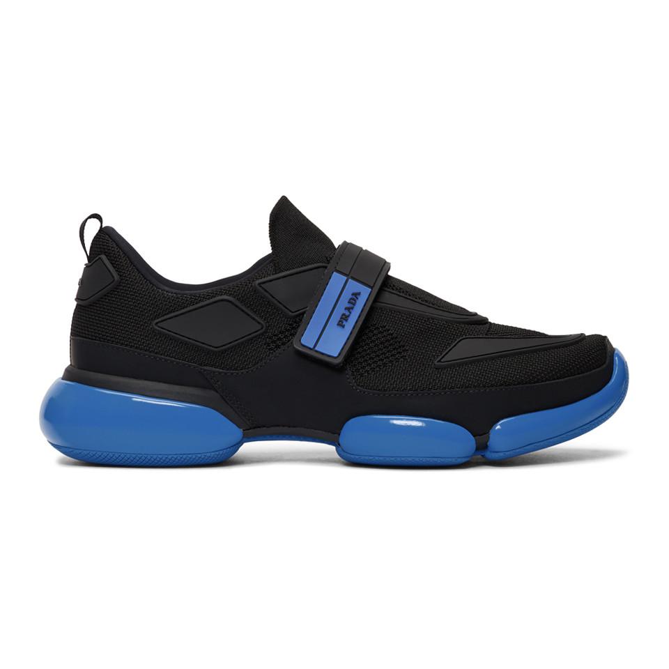 Prada Leather Black And Blue Cloudbust Sneakers for Men | Lyst