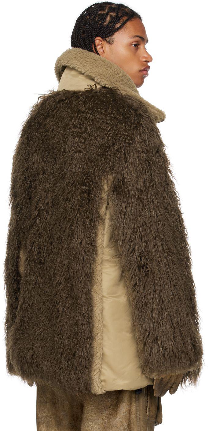 DIESEL Beige W-becca Faux-fur Jacket in Brown for Men | Lyst