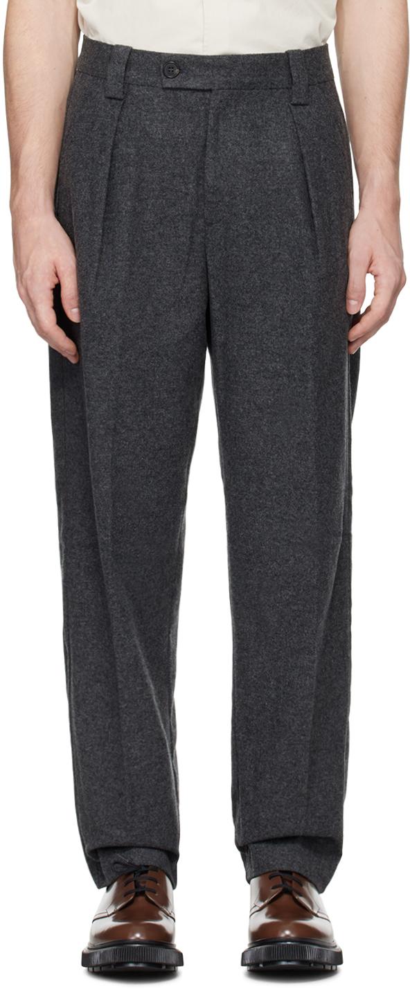 Dries Van Noten メンズ ブラック クリース トラウザーズ パンツ Dries Van Noten メンズ ブラック クリース トラウザーズ パンツ