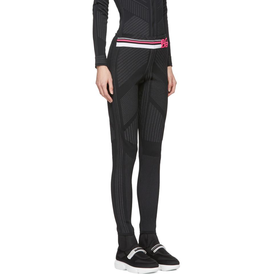 Prada Black And Pink Logo Leggings | Lyst