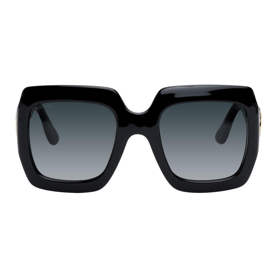 Gucci Black Thick Rectangular Sunglasses | Lyst