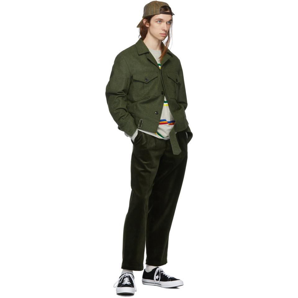 Noah Green Corduroy Double-pleat Trousers for Men | Lyst