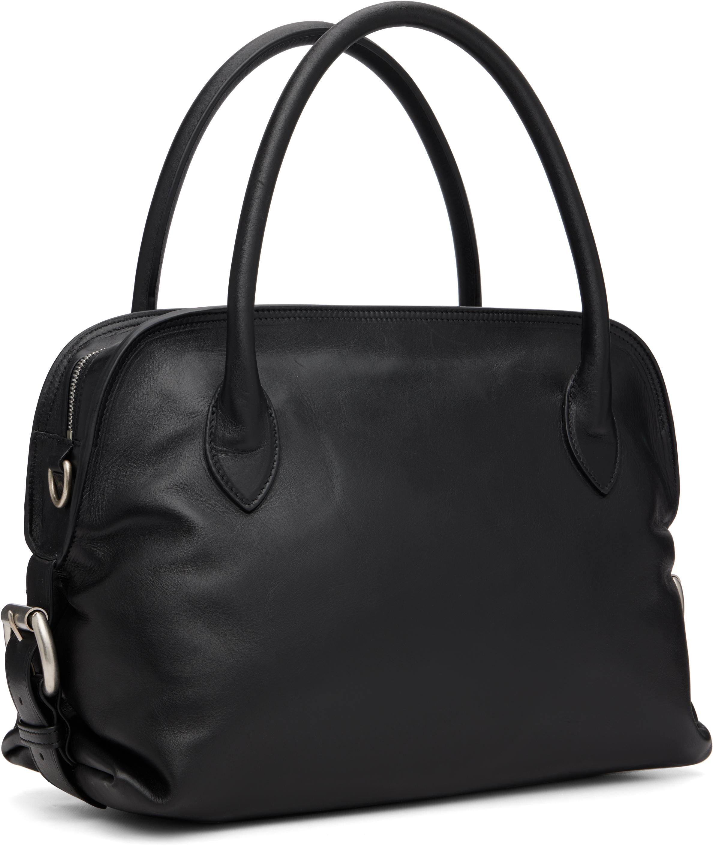 【Ann Demeulemeester】ブラッシュドコットン ボストンバッグ 黒 ann demeulemeesterレザーバック｜ボストンバッグ