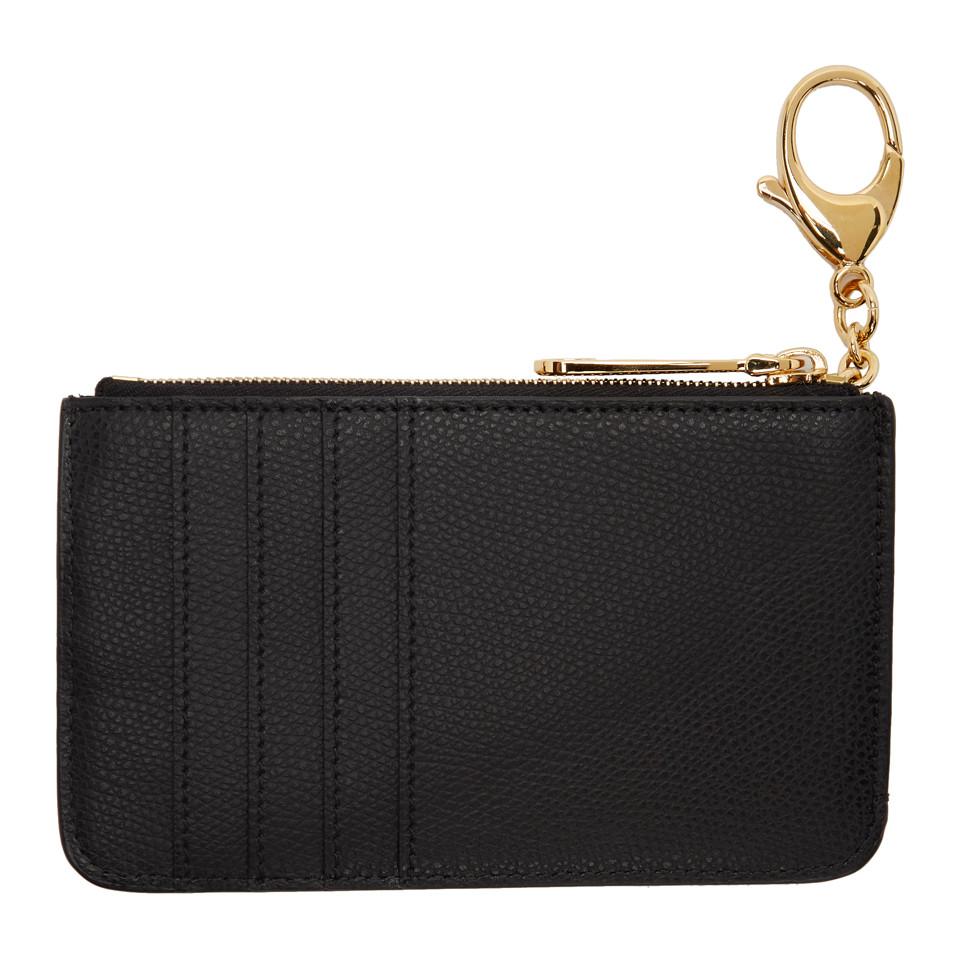 Fendi Leather Brown And Black Forever Key Ring Card Holder - Lyst