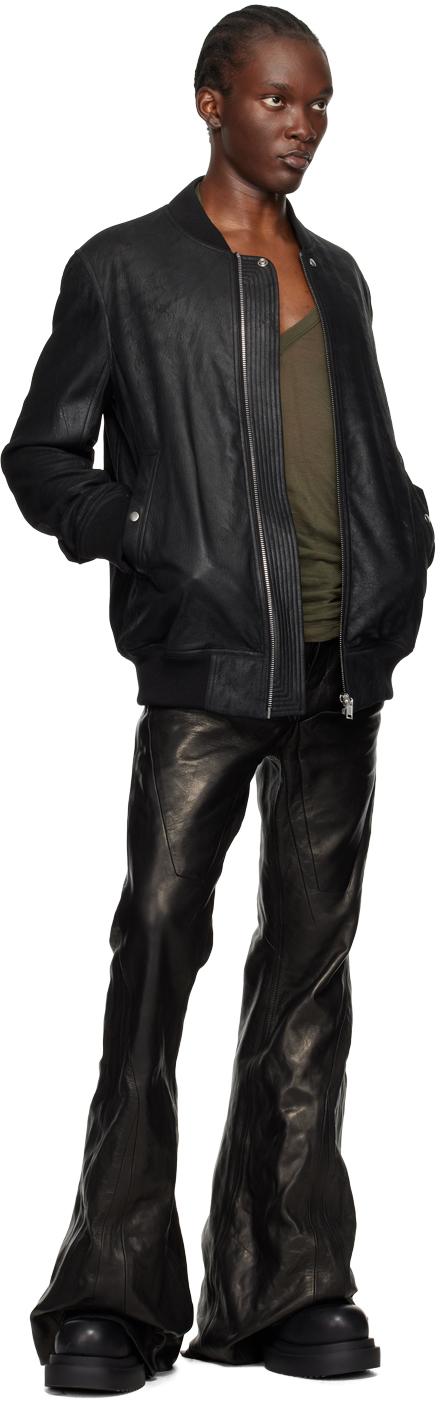 Rick Owens Porterville Classic Flight Leather Jacket in Black for