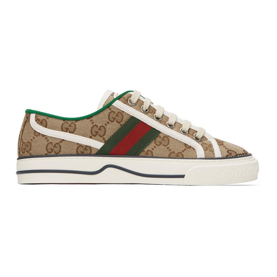 Gucci Canvas Beige GG Supreme 1977 Tennis Sneakers in Natural - Lyst