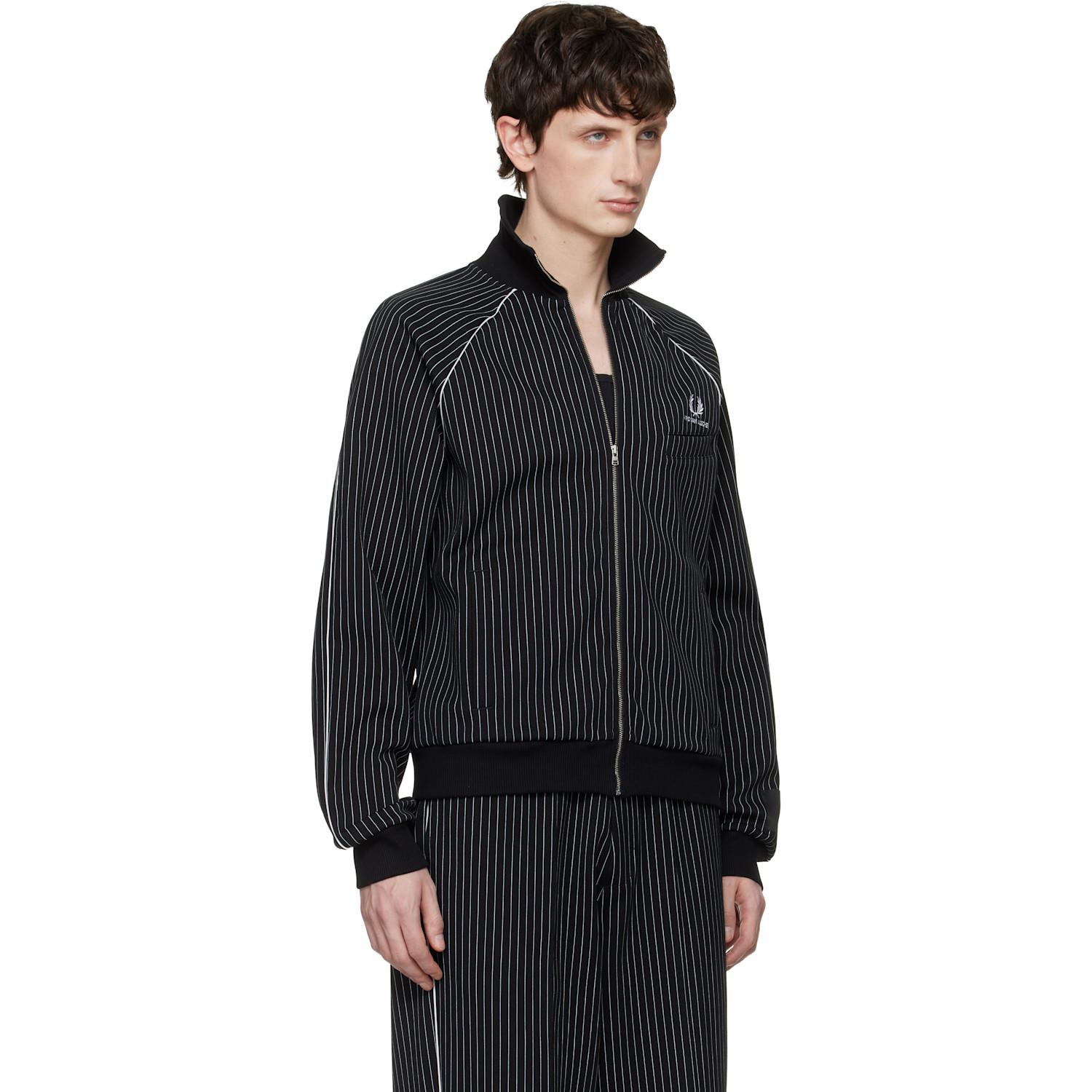 Fred Perry Kris Van Assche Edition Pinstripe Track Jacket in Black 