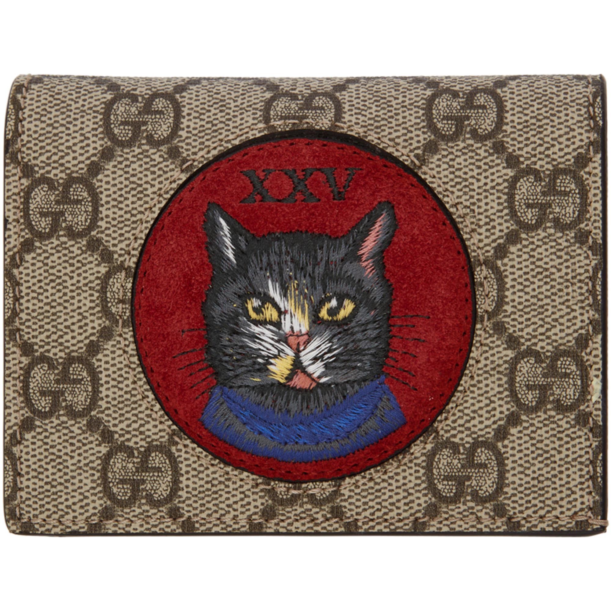 Portefeuille Brun Gg Supreme Small Oblo Cat Toile Gucci En Coloris Marron Lyst