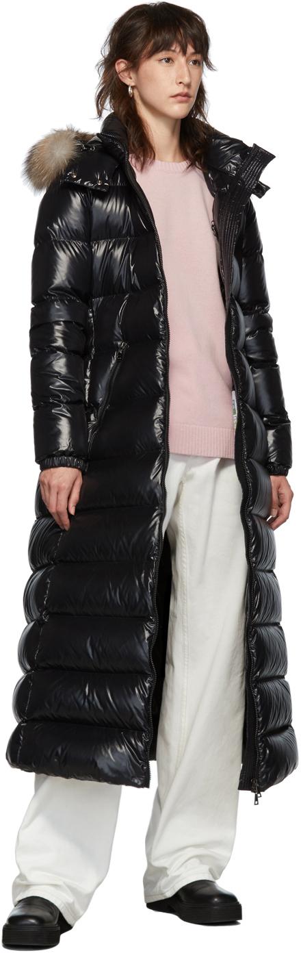 Moncler Synthetic Down Hudson Long Coat in Black | Lyst