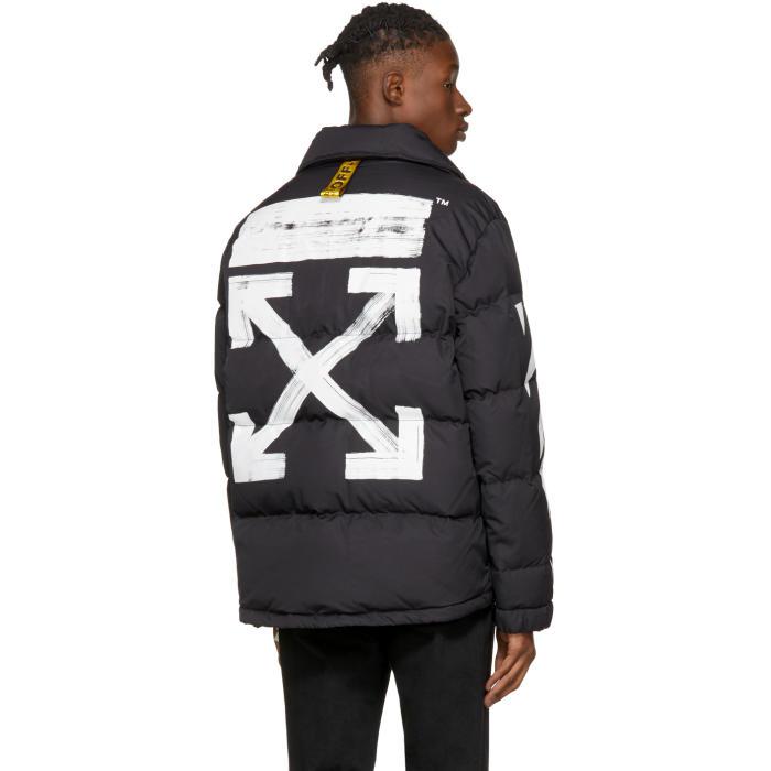 Off-White c/o Virgil Abloh Black Down Brushed Diagonal Jacket for Men | Lyst