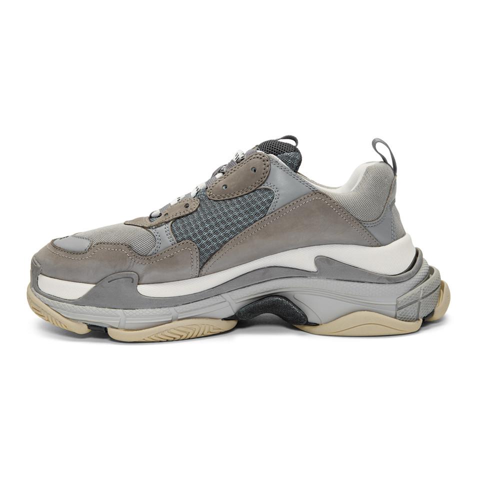 Balenciaga Grey Triple S Sneakers in Gray for Men | Lyst