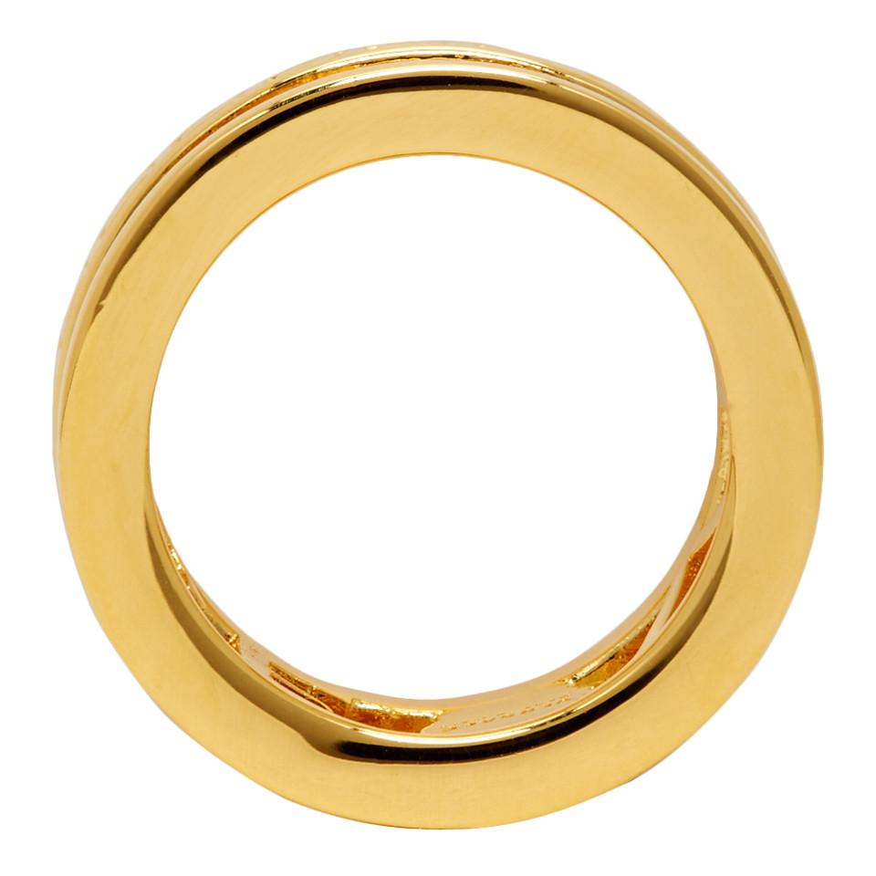 Versace Gold Cut-out Logo Ring in Metallic for Men - Lyst