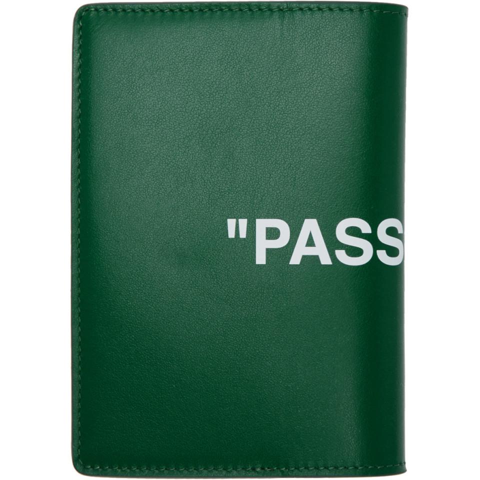 Off-White c/o Virgil Abloh Leather Green Quote Passport Holder for 