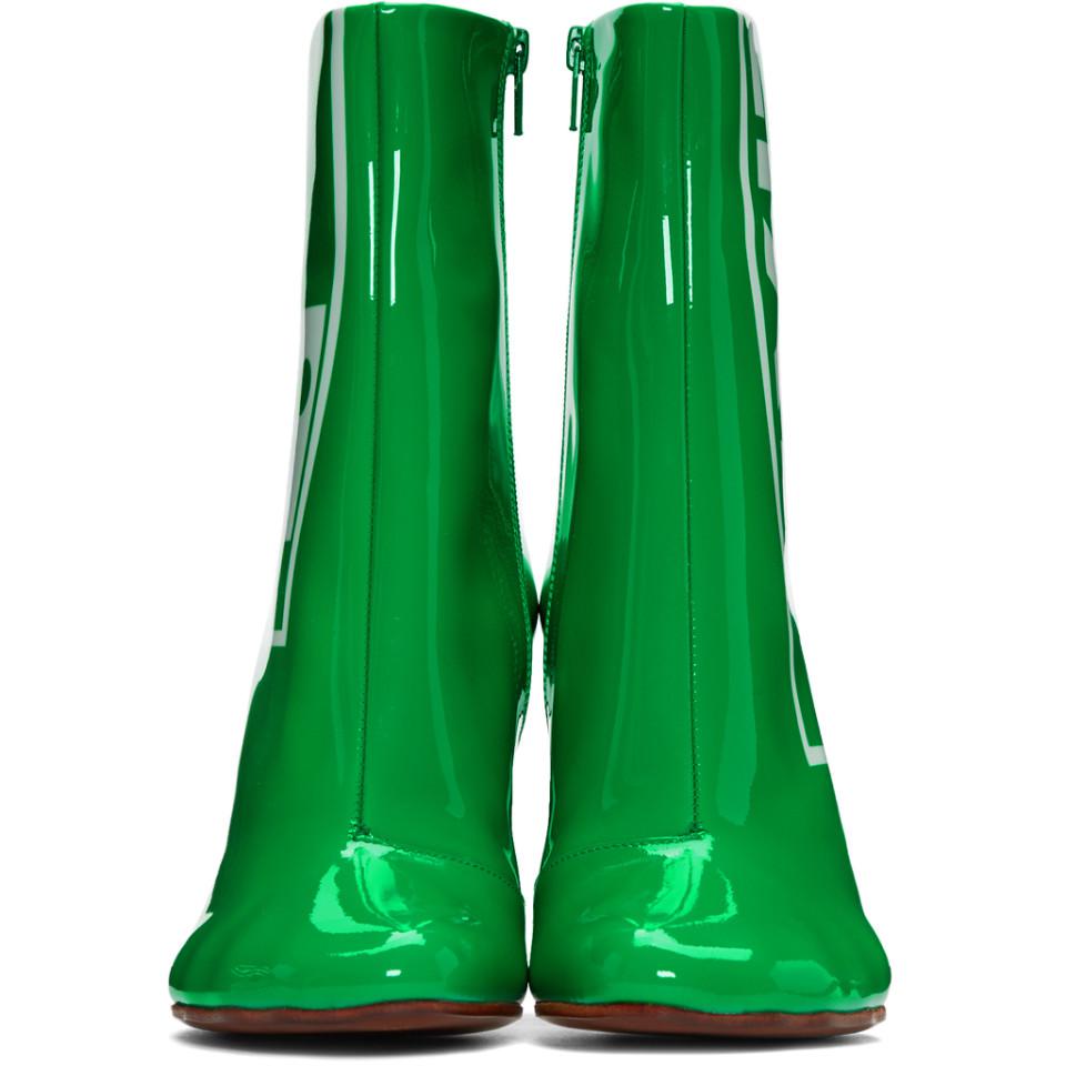 Vetements Green Patent Exit Lighter Boots | Lyst