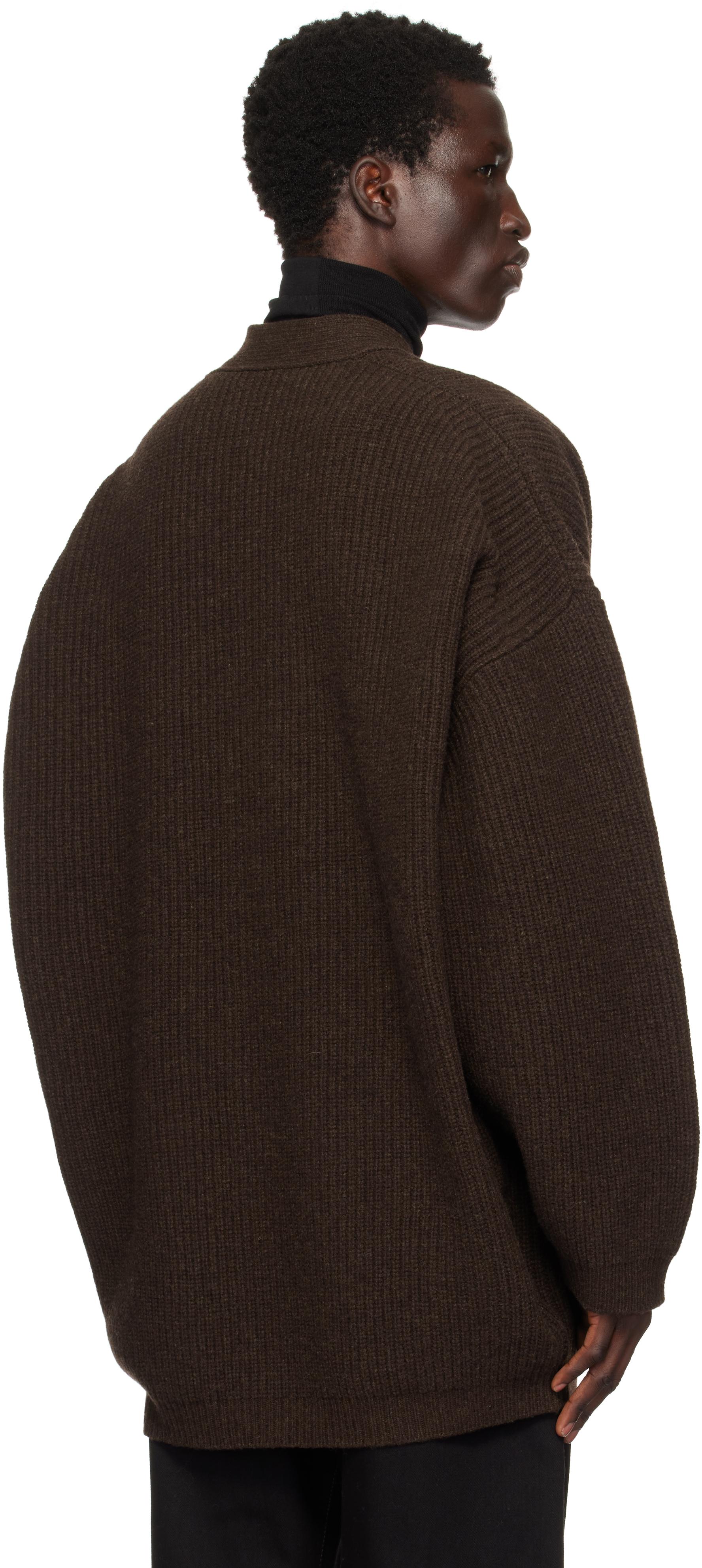 【LEMAIRE】ブラウン Cardi フェルト カーディガン メンズ Lemaire ブラウン Cardi フェルト カーディガン ブラック