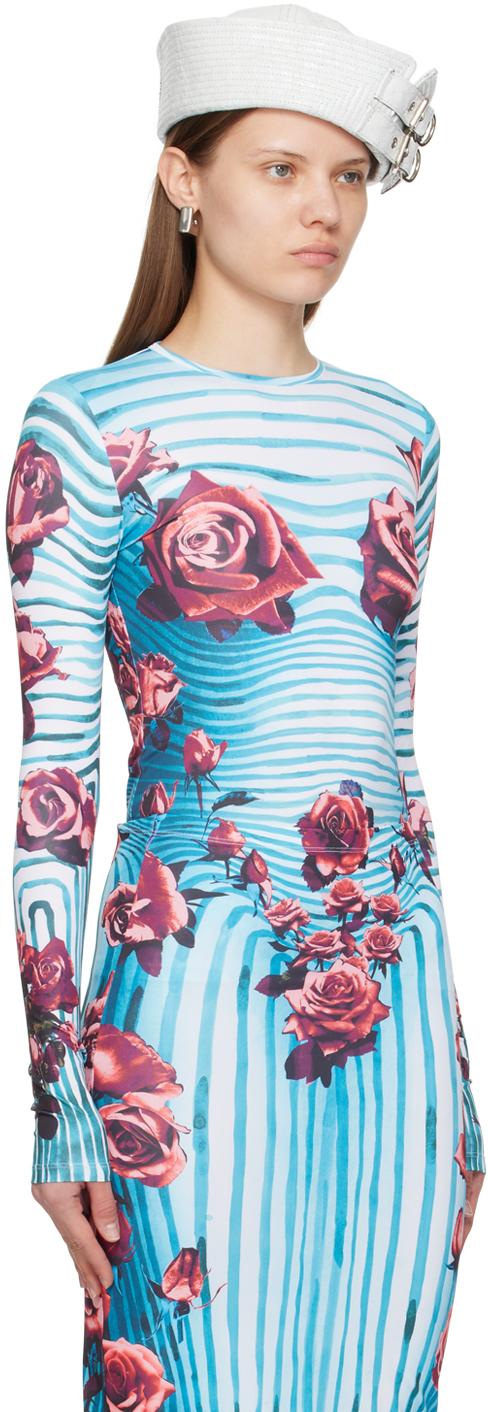 【人気投票 】ハイブランド人気ランキング！ Paul Jean Gaultier Body Flower ブルー&レッド レディース トップス