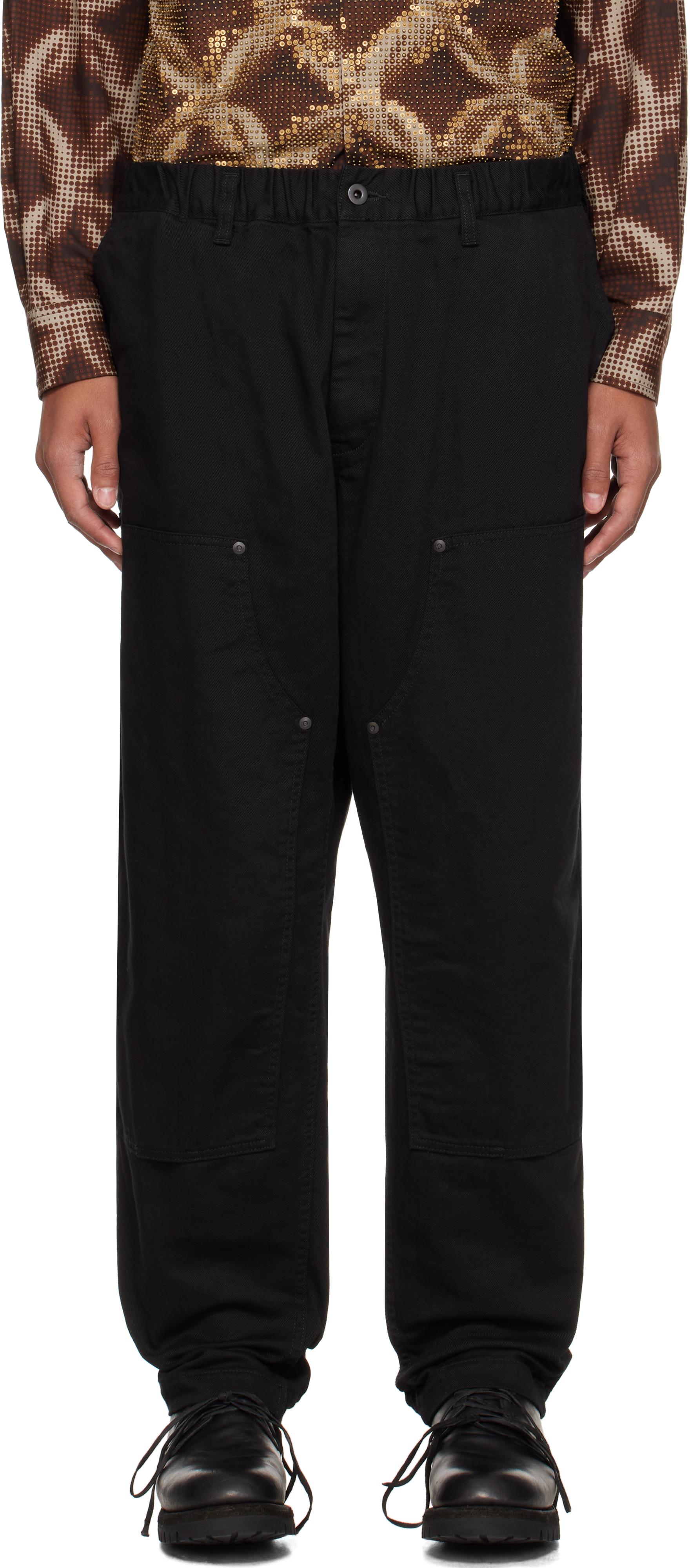 KENZO GRAY CENTER PRESS TUCK STRAIGHT TROUSERS 1 | Reben