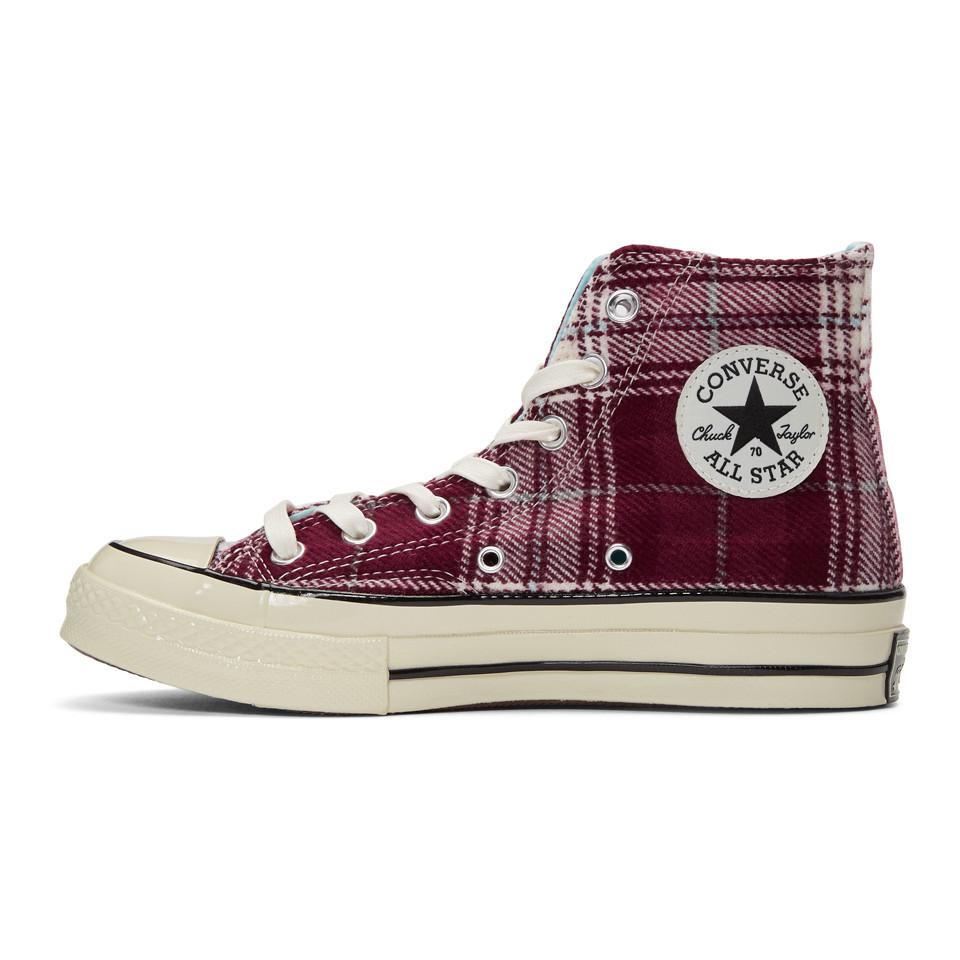 Converse Burgundy Plaid Chuck 70 High Sneakers for Men | Lyst