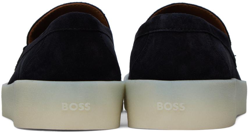 BOSS Suede Logo Detail Loafers in Black for Men | Lyst display picture 1