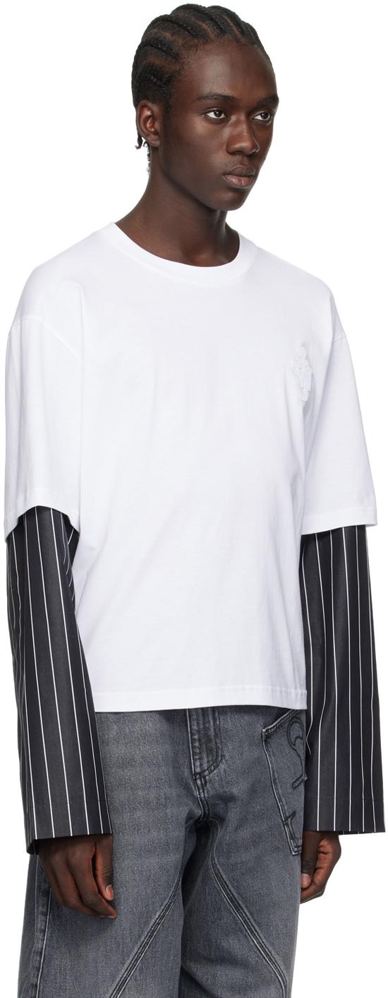 Tシャツ・カットソー JW ANDERSON Men Long Tops JT0271 PG1510001 White Off-White Fence Printed T-shirt by JW Anderson on Sale