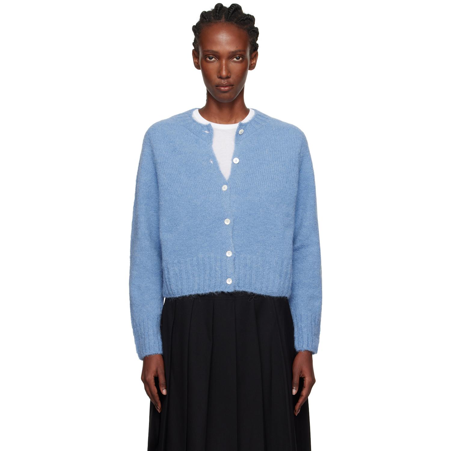 NOTHING WRITTEN Alpaca Knit Cardigan in Blue | Lyst