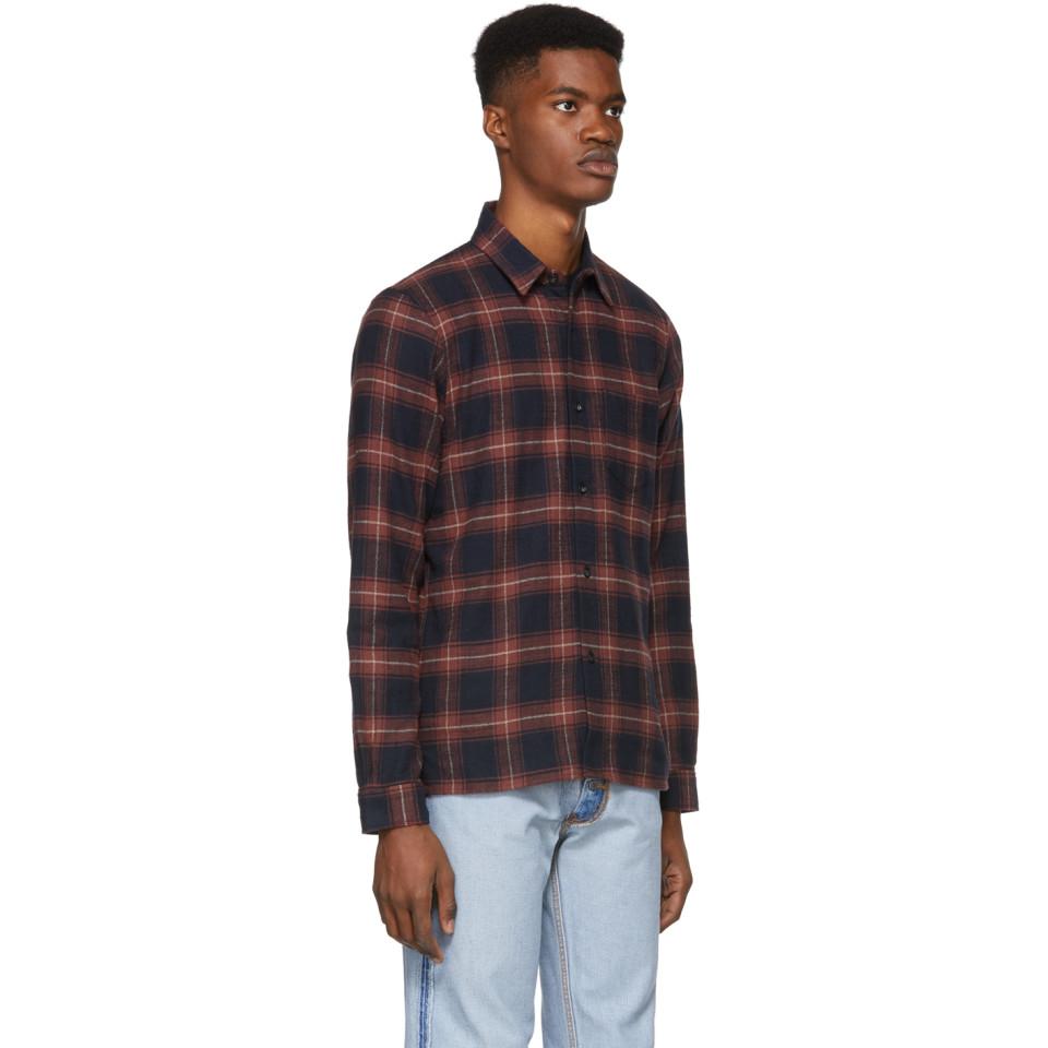 Download John Elliott Cotton Red And Black Check Straight Hem Shirt ...