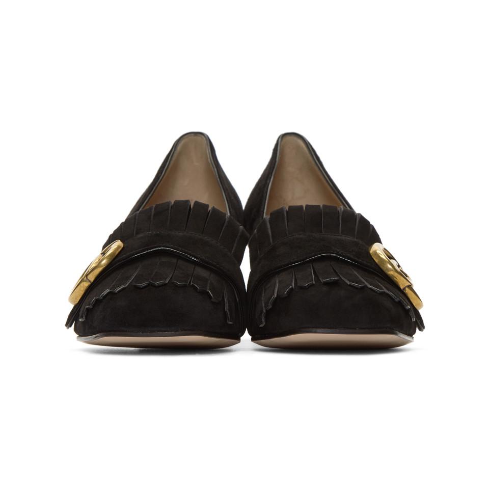 gucci women's black suede loafers
