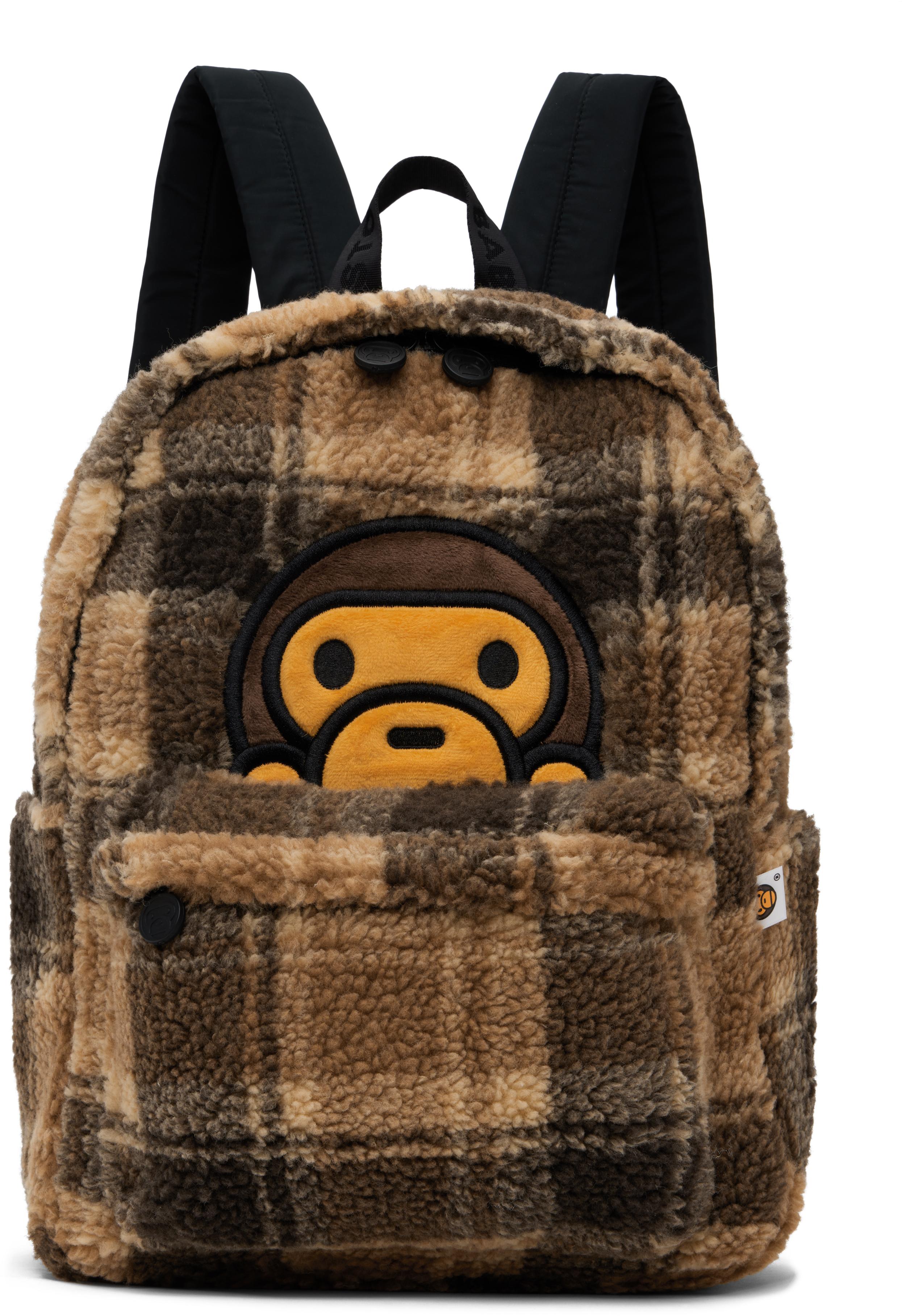 A Bathing Ape Baby Milo Fur Check Backpack in Black | Lyst