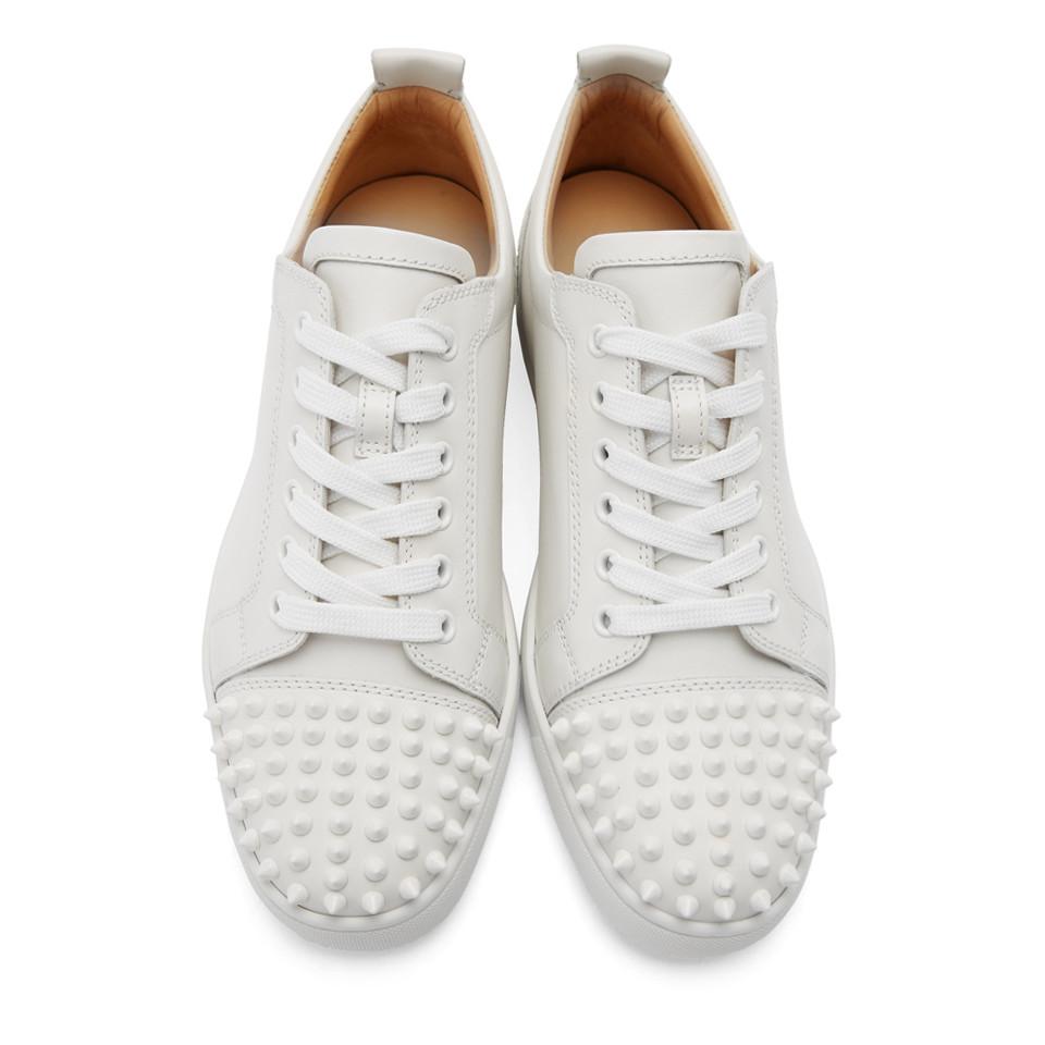 Christian Louboutin White Louis Junior Spikes Sneakers for