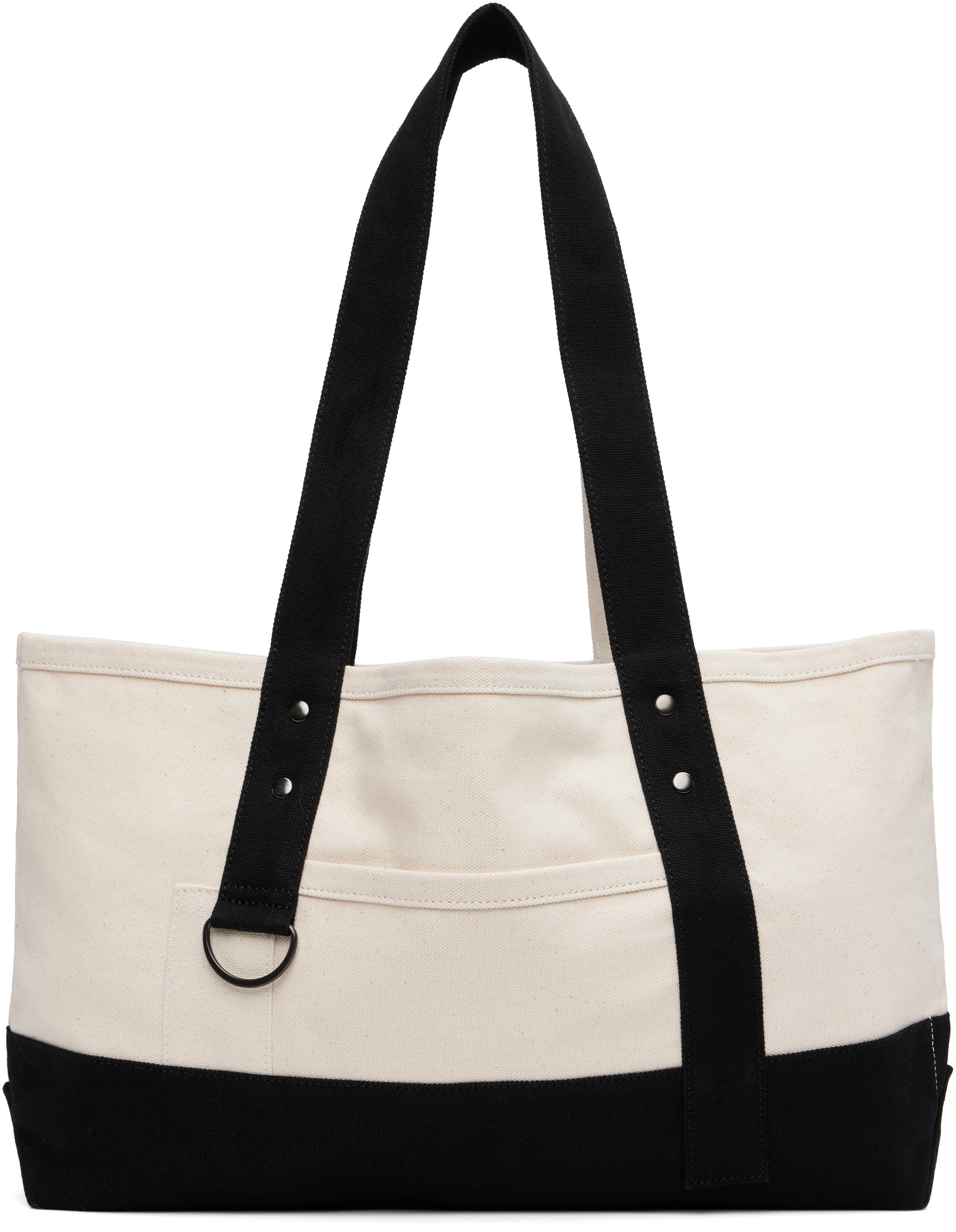 バッグ y's yohji yamamoto leather nylon totebag Yohji Yamamoto Y'S Nylon Leather Tote Bag Black, Vertical