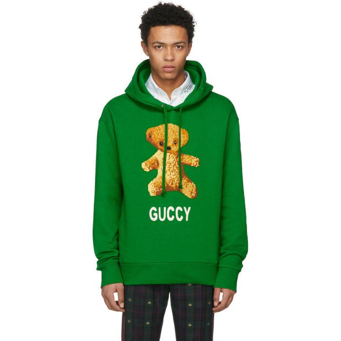 Gucci Green Guccy Teddy Bear Hoodie for Men | Lyst