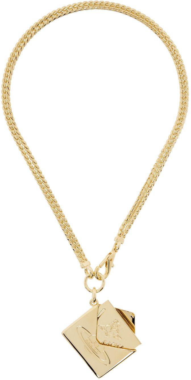 Vivienne Westwood Gold Valentines Envelope Necklace in Natural for