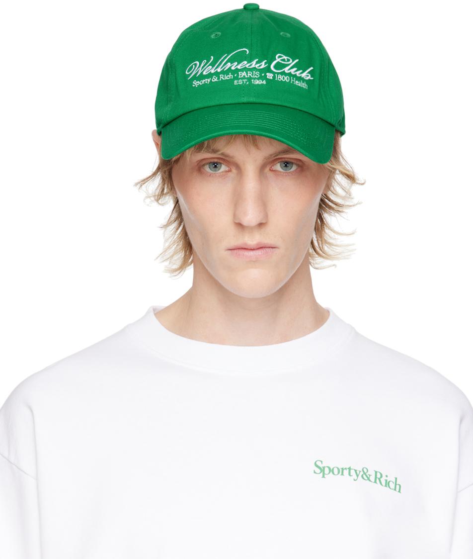 Sporty&Rich｜CAPS (1800 Health Hat - Verde/White (AC039S Sporty & Rich Men's 1800 Health Embroidered Cap in Verde