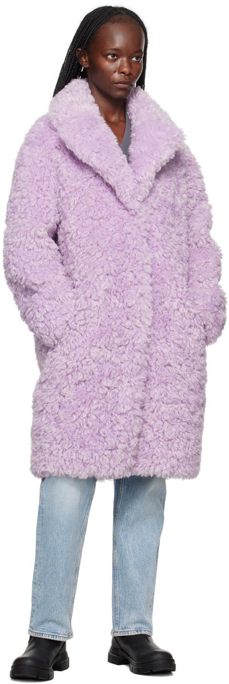 Light purple faux fur cheap coat