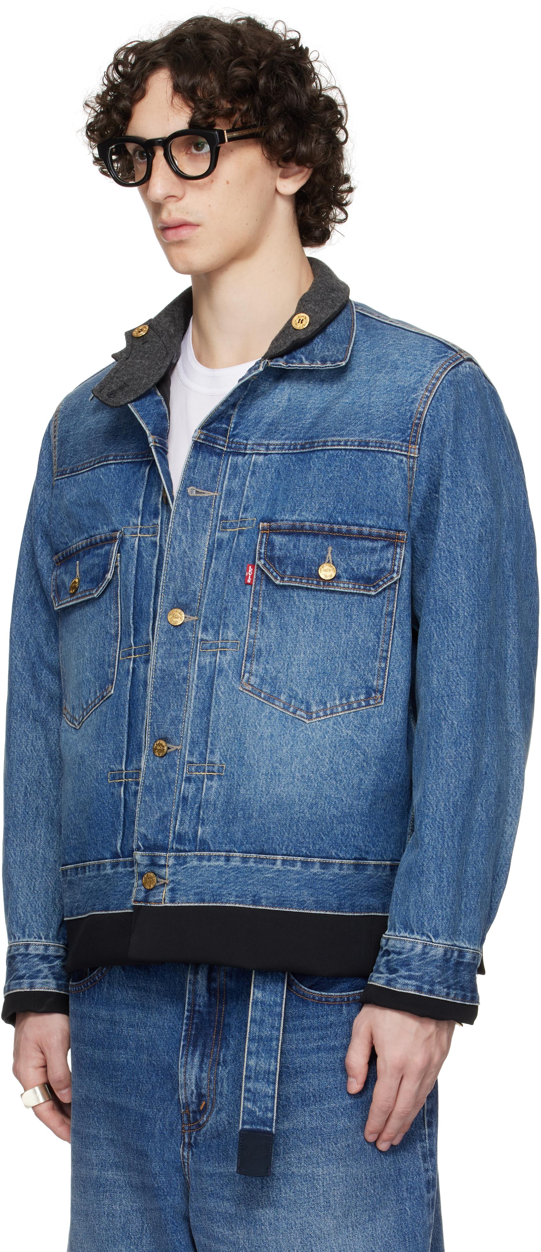 Levi's サカイ Denim Matelasse Twill Jacket Shop Sacai - Levi's x Sacai Matelasse Twill Reversible Denim