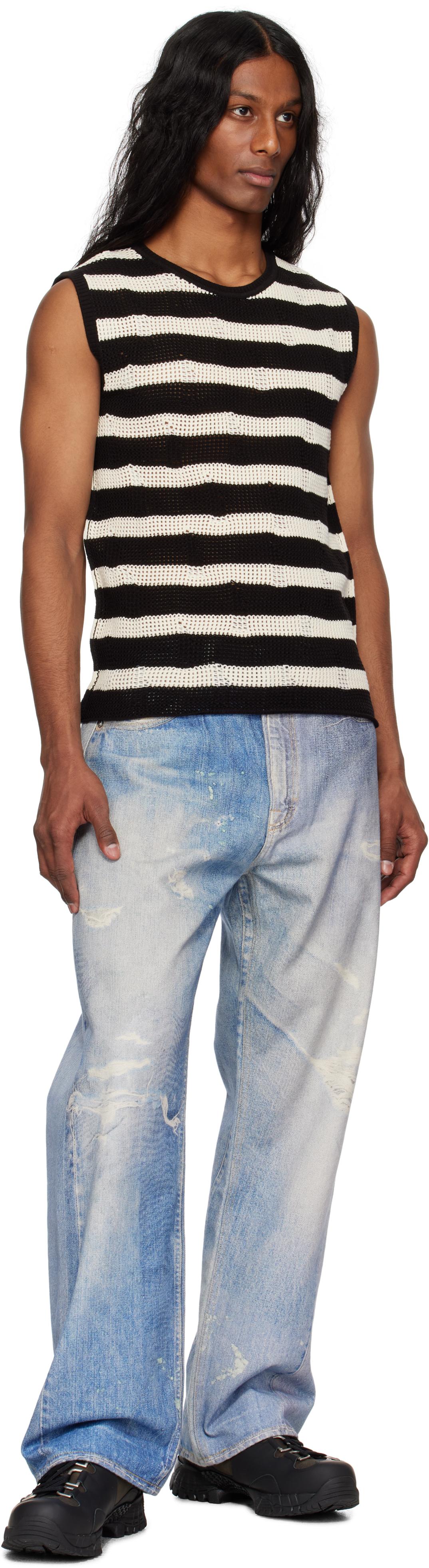 ANDERSSON BELL Off- Net Damaged Sleeveless Tank Top in Black