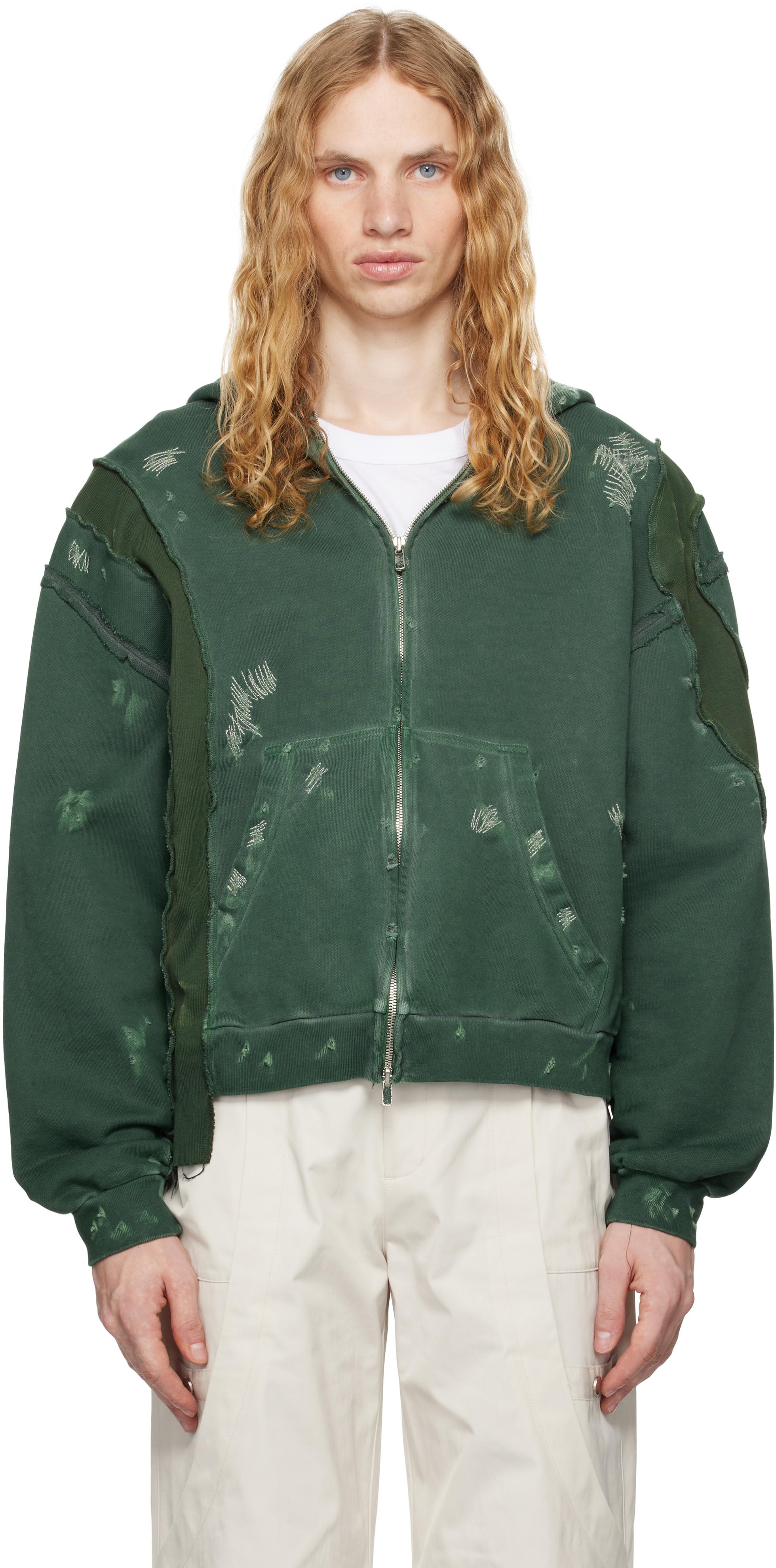 CMMAWEAR C Contrast Panel Reworked Hoodie in Green for Men