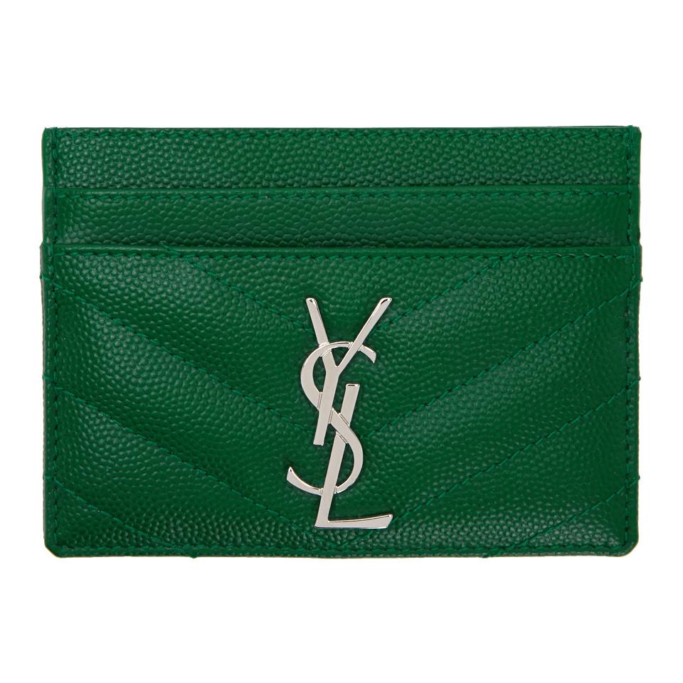 Saint Laurent Green Monogramme Card Holder