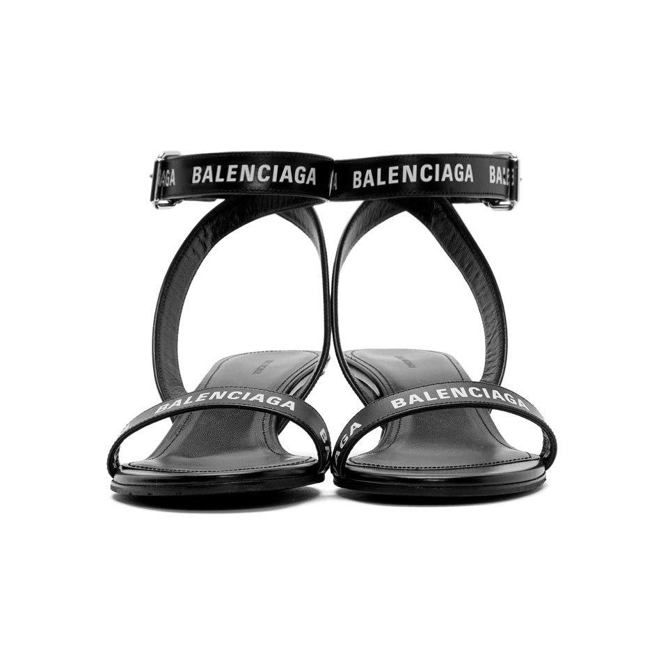 Balenciaga Black Logo Strappy Sandals | Lyst