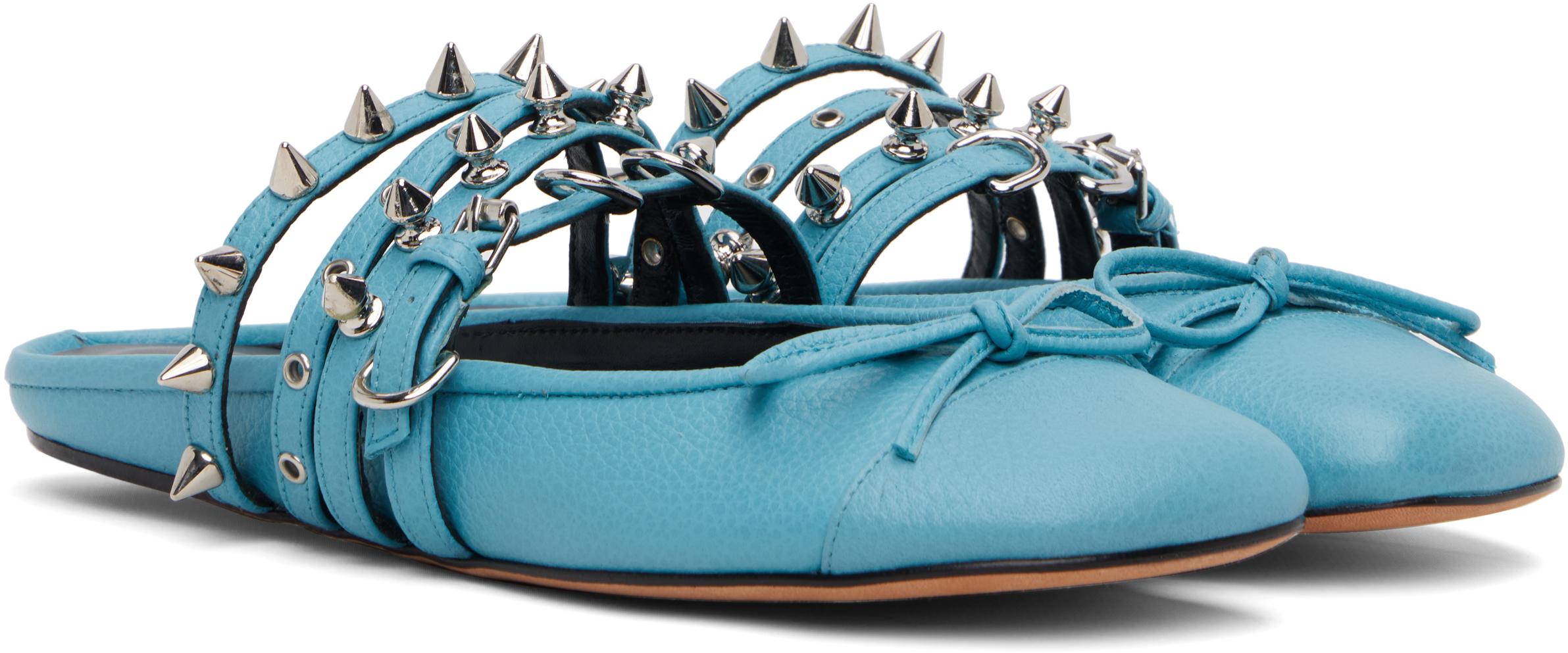 【関税込み】ABRA ブルー Spike Ballerina ミュール Abra Spike Ballerina Mules in Black | Lyst