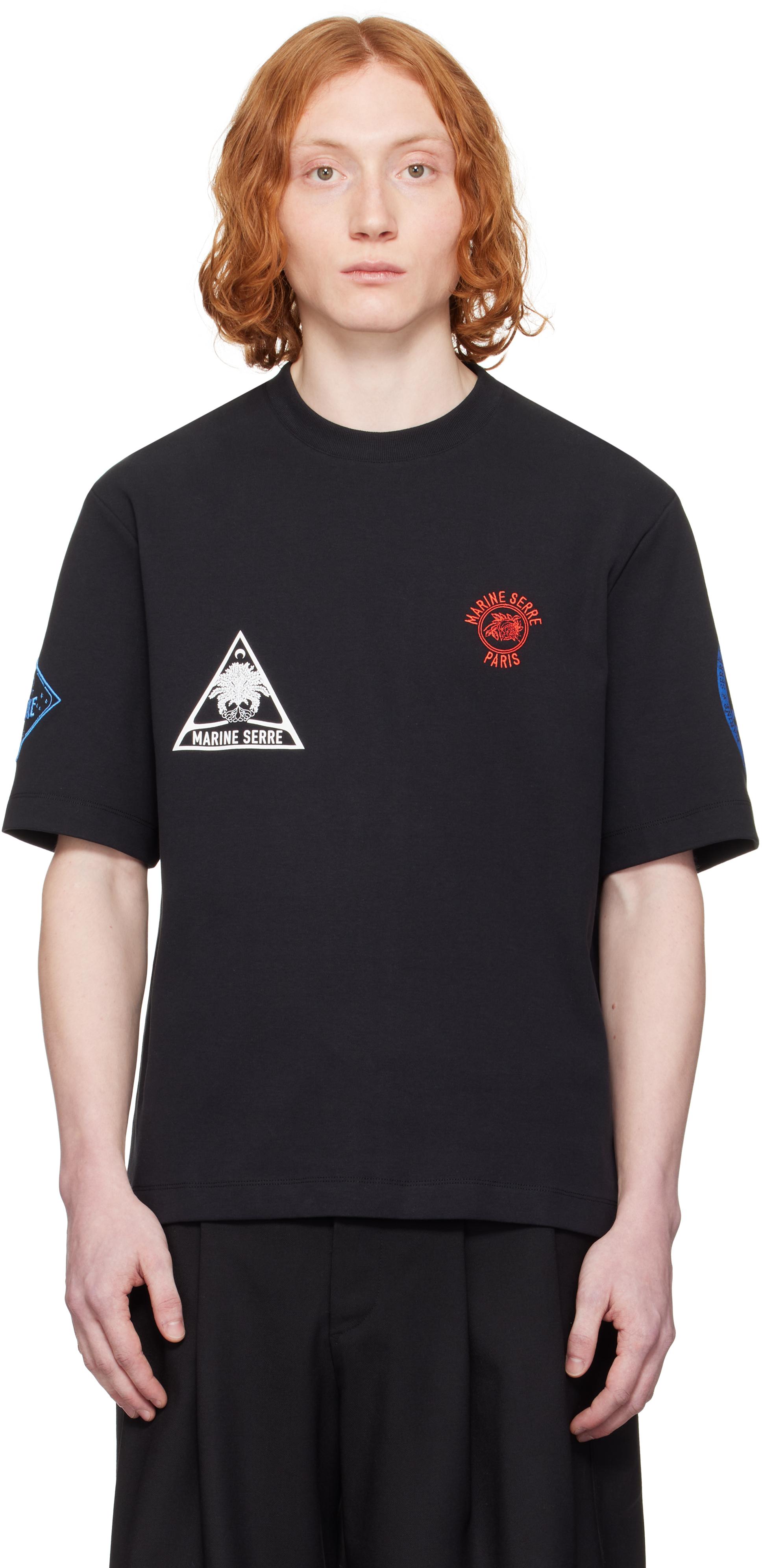 ☆ MARINE SERRE コットン JERSEY LOOSE FIT T-SHIRT 関送込 ★ Marine Serre Cotton Jersey Loose Fit T-Shirt | club21