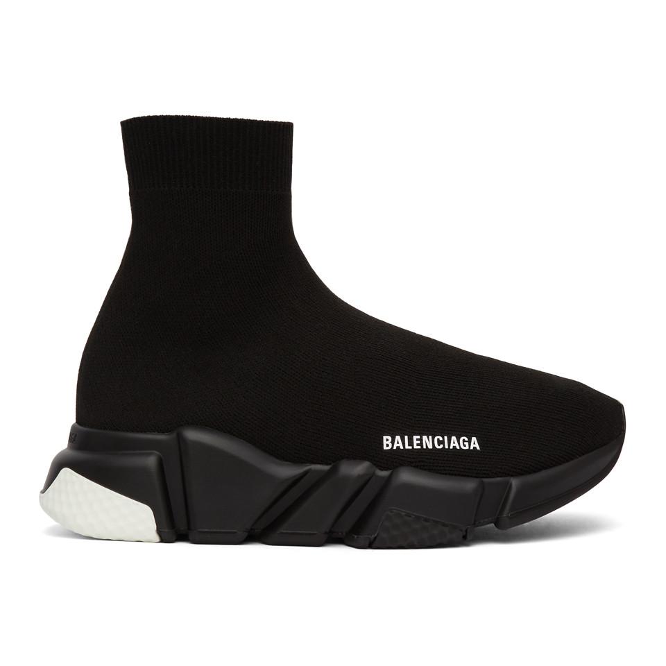 Balenciaga Black And White Speed Sneakers for Men - Save 18% - Lyst
