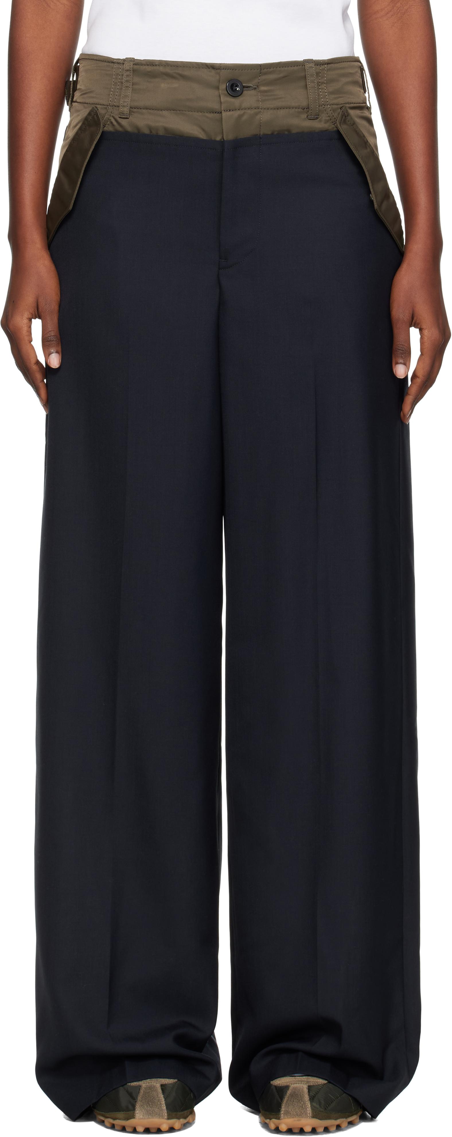パンツ SACAI Embroidered Wool Wide-Leg Pant Sacai Embroidered Wool Wide-Leg Pant Striped Design – LOZURI®
