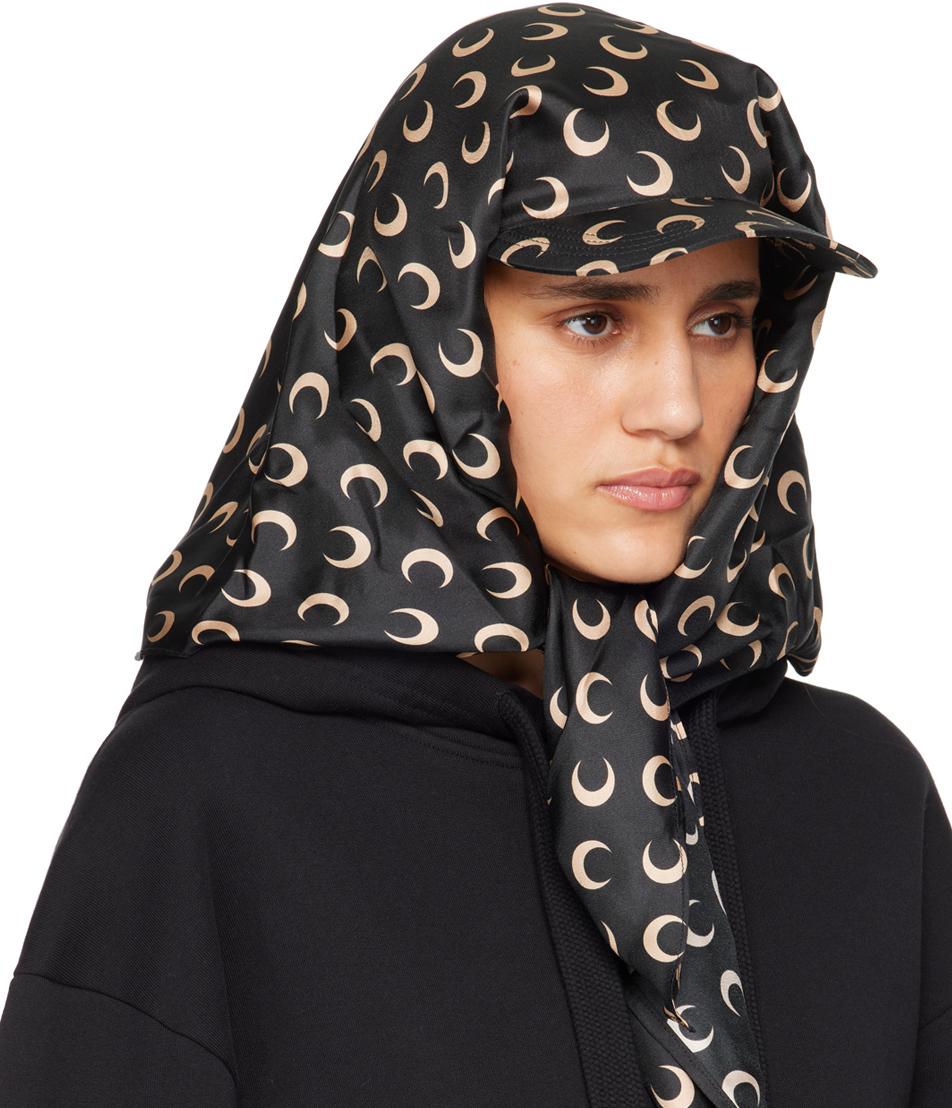 帽子 MARINE SERRE / all over moon cap Marine Serre Regenerated All Over Moon Silk Veiled Cap in Black | Lyst
