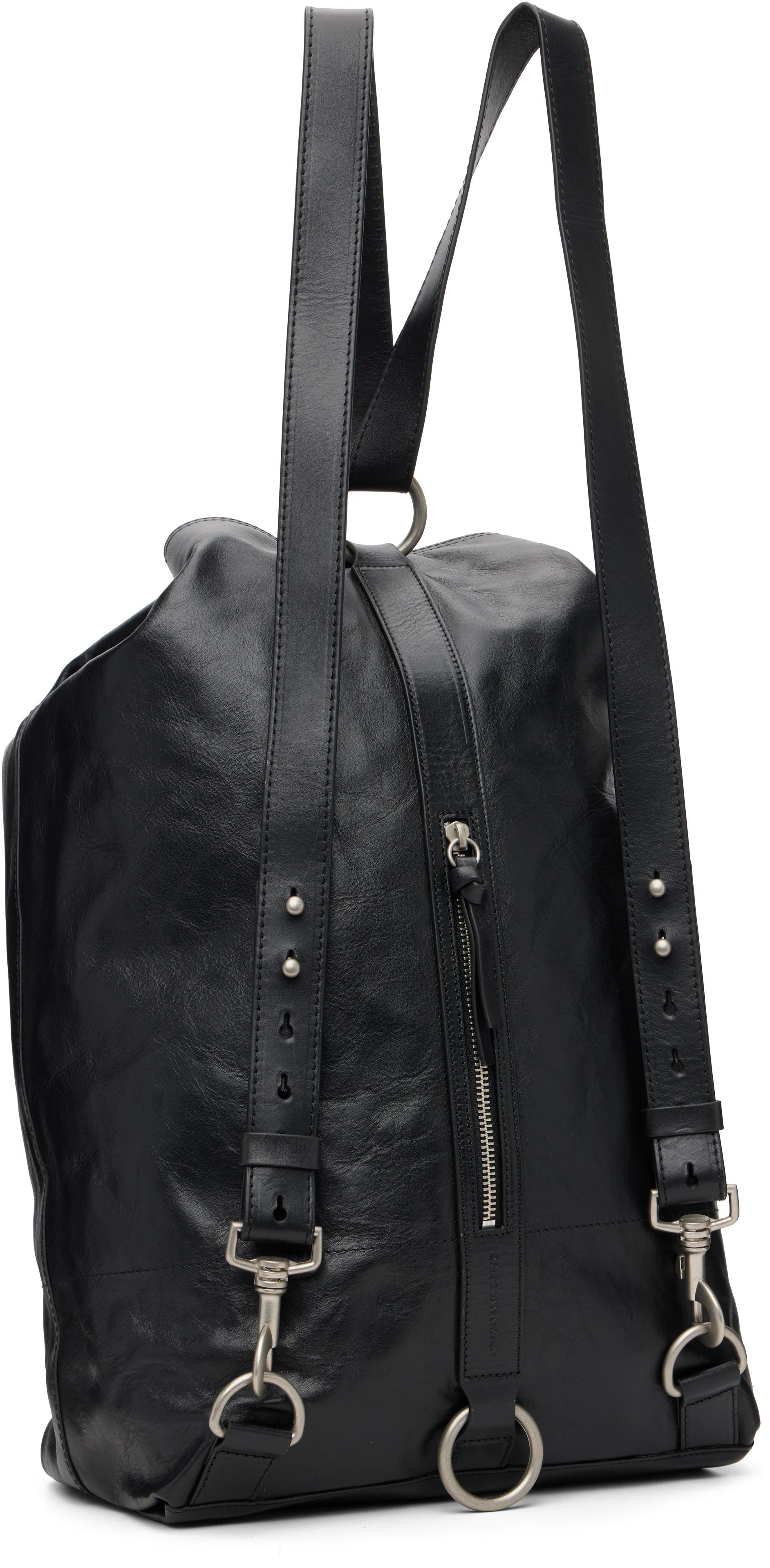 Dries Van Noten Adjustable Leather Backpack in Black for Men | Lyst