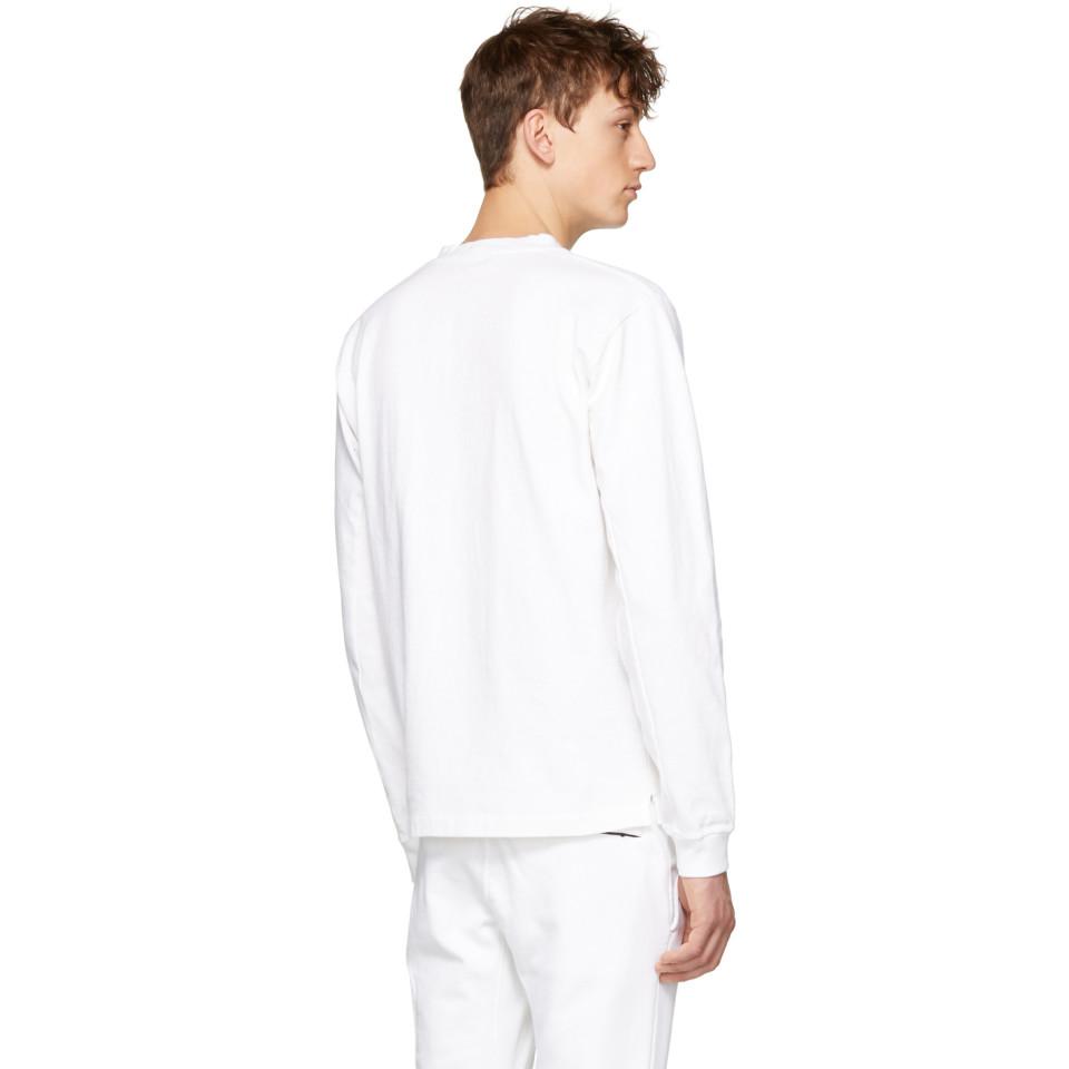 Stone Island Cotton White Long Sleeve Arm Badge T-shirt for Men - Lyst