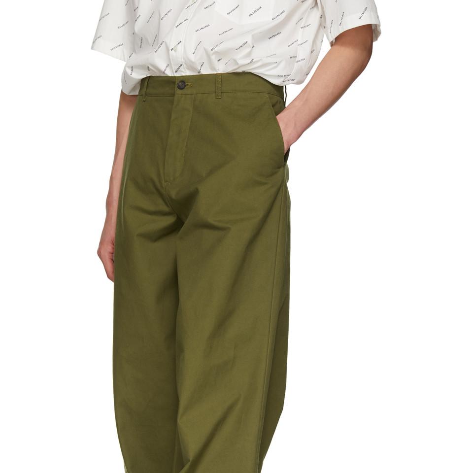 Balenciaga Khaki Baggy Trousers in Green for Men | Lyst
