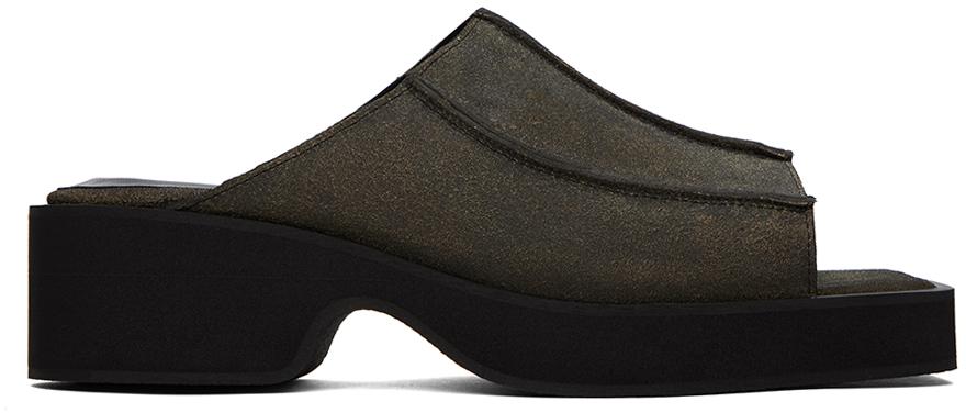 【関税込み】Eckhaus Latta ブラウン Frame ミュール Eckhaus Latta Frame leather slides - ShopStyle Flip Flop Sandals