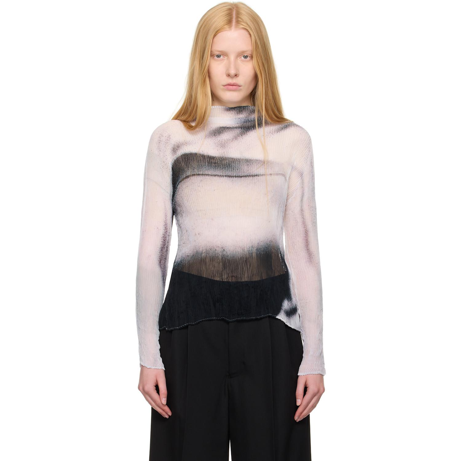 イッセイミヤケ　shadow study シフォンツイスト Issey Miyake Shadow Study Pleats Chiffon Twist Turtleneck in Black