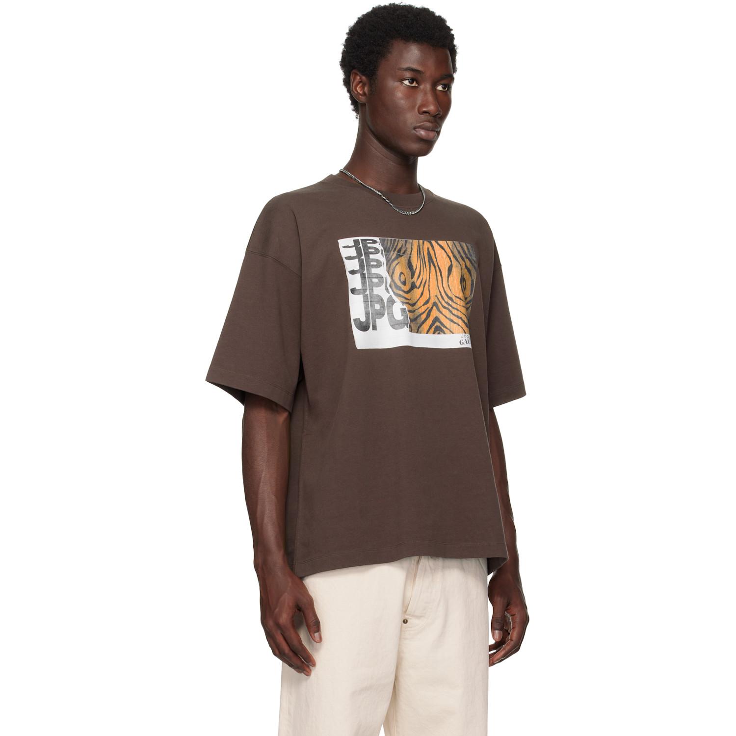Jean Paul Gaultier Printed Wood Oversized T-Shirt in Brown for Men